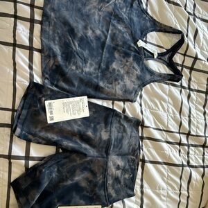 Matching Lululemon set tank top and biker shorts